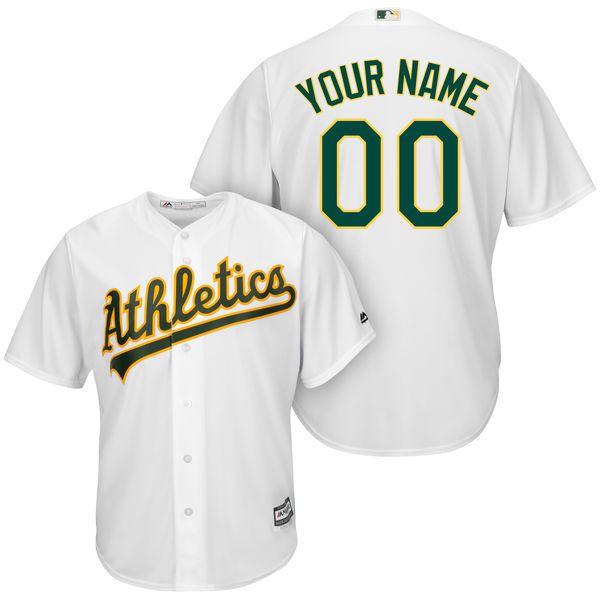 Men Oakland Athletics Majestic White Home Cool Base Custom MLB Jersey